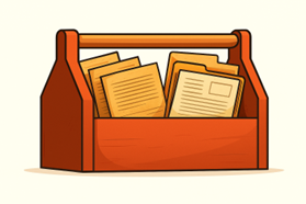 olorful toolbox filled with genealogy documents and records